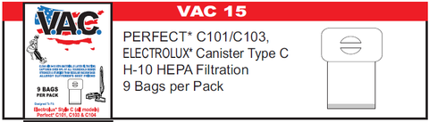VAC 15 - Perfect*, Electrolux* Canister Vacuum Bag Type "C"